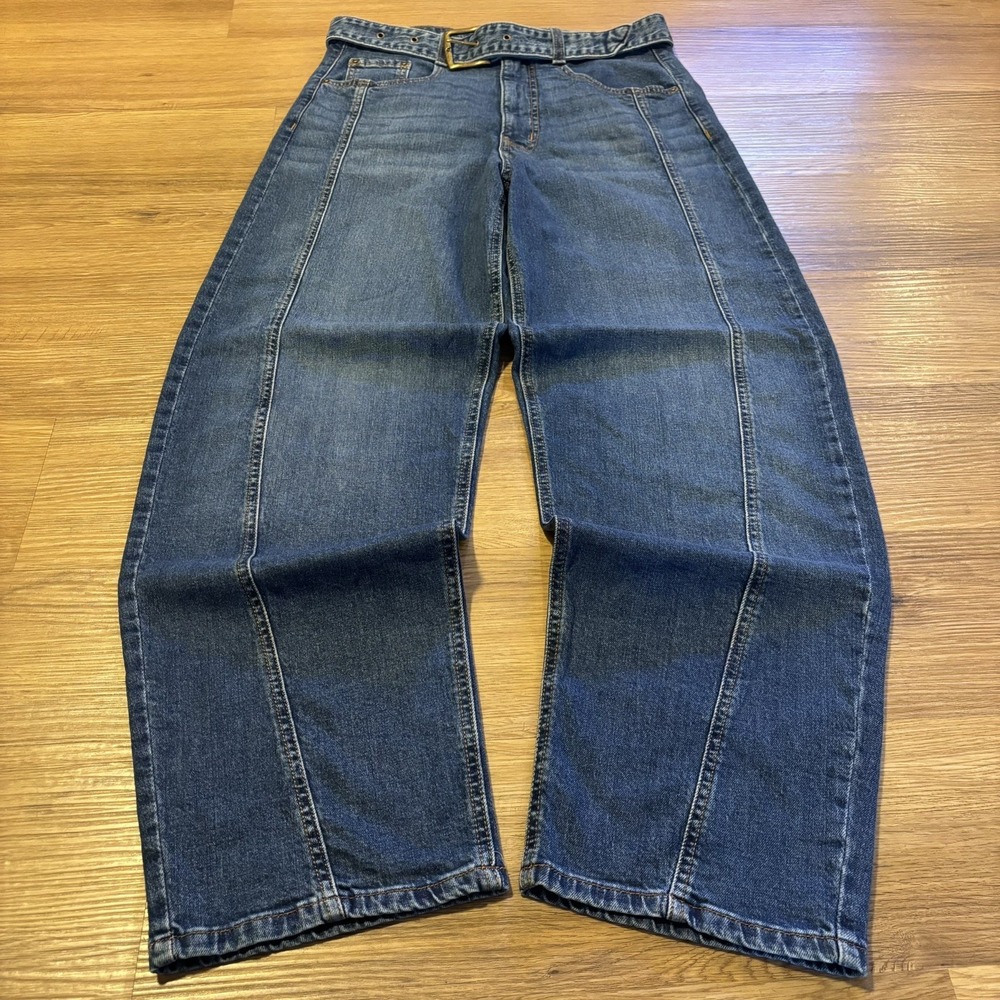 Robert Rodriguez Barrel Jeans Womens 4/27 Blue High Rise Belted Relaxed Pants
